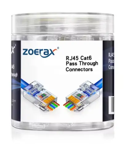 ZoeRax RJ45 Cat6 Pass Through Connector 100-Pack 